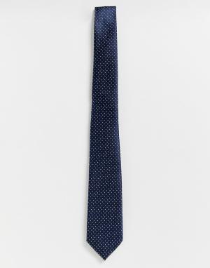 Темно-синий атласный галстук Only & Sons. Цвет: темно-синий