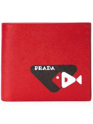 Бумажник с логотипом Prada. Цвет: красный