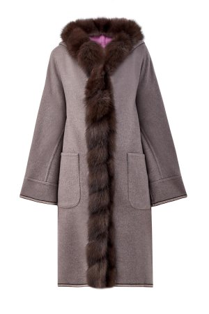Пальто из ткани Double Dream с мехом куницы GIULIANA TESO. Цвет: мульти