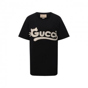 Хлопковая футболка Gucci. Цвет: чёрный