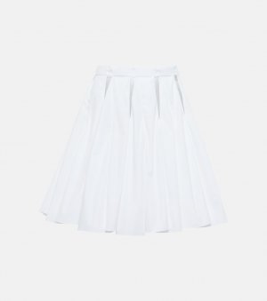 Хлопковая мини-юбка с вырезом и высокой посадкой ALAÏA, белый Alaïa