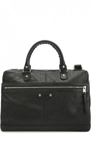 Кожаная сумка для ноутбука с плечевым ремнем Balenciaga. Цвет: черный