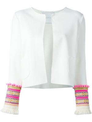Укороченный пиджак с вышивкой на манжетах Giada Benincasa. Цвет: белый