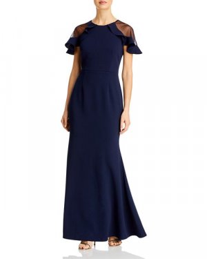 Сетчатое платье русалки с рюшами и рукавами , цвет Blue Eliza J