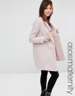 Пальто слим для беременных ASOS Maternity. Цвет: розовый