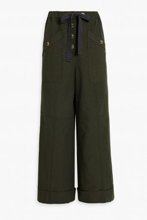 Широкие брюки Kirkley из хлопка в полоску ULLA JOHNSON, зеленый Johnson
