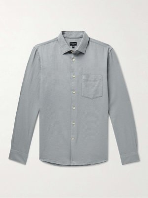 Рубашка узкого кроя вафельной вязки из смесового хлопка CLUB MONACO, серый Monaco