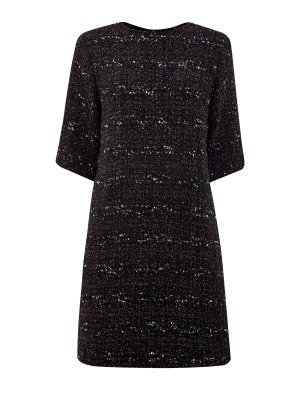 Платье А-силуэта из фактурного твида с мерцающей нитью ламе FABIANA FILIPPI. Цвет: черный