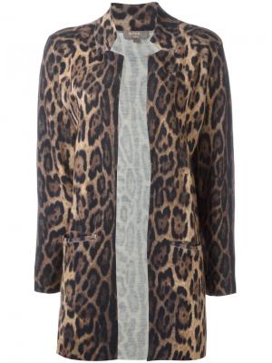 Пиджак с леопардовым принтом N.Peal. Цвет: коричневый