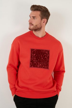 Хлопковый свитер оверсайз из мягкого флиса 572FLOT , красный Buratti