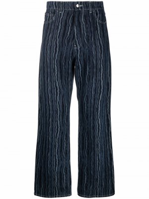 Широкие джинсы с абстрактным принтом Marni. Цвет: синий