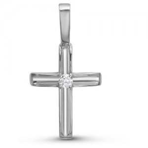 Подвеска посеребрение Православный крест 51-07281, цвет белый в серебре Нордика. Цвет: белый