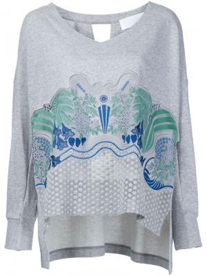 Flower embroidery sweatshirt Mame. Цвет: серый