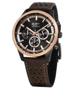 Мужские часы Activ Chronograph с кожаным ремешком и черным циферблатом 90265BPN603 100M Westar