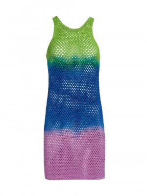 Мини-платье из хлопкового вязания крючком, окрашенное методом погружения , разноцветный AGR