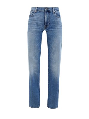 Прямые джинсы из окрашенного вручную денима 7 FOR ALL MANKIND. Цвет: синий