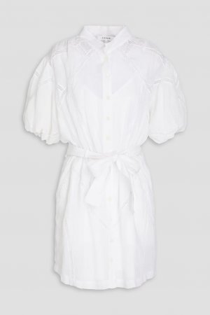 Платье-рубашка из рами, связанное крючком, с кружевной отделкой , белый Frame