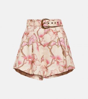 Льняные шорты matchmaker с цветочным принтом , розовый Zimmermann