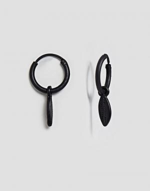 Черные матовые серьги-кольца эксклюзивно для ASOS Icon Brand. Цвет: черный