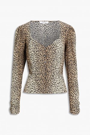 Блузка с баской из шелкового крепа леопардовым принтом , цвет Animal print Frame