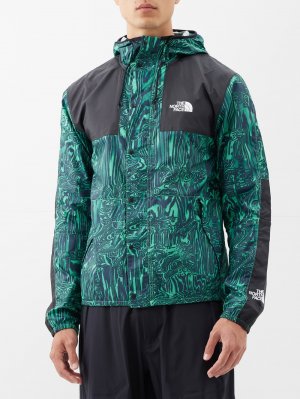 Куртка seasonal mountain с капюшоном и абстрактным принтом , зеленый The North Face