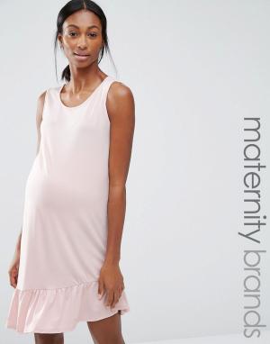 Цельнокройное платье для беременных без рукавов Bluebelle Maternity. Цвет: розовый