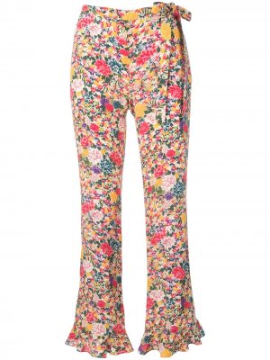 Расклешенные брюки с цветочным принтом Etro. Цвет: желтый