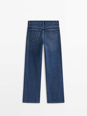 Полные джинсы средней посадки прямого кроя , синий медиум Massimo Dutti