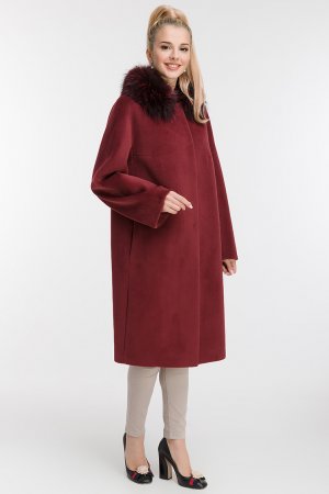 Женское пальто из шерсти и ангоры с меховым воротником Leoni Bourget. Цвет: бордо