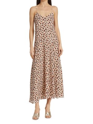 Шелковое платье-комбинация с леопардовым принтом Flora , цвет Beige Multi Theory