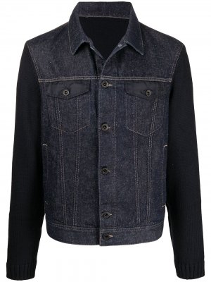 Куртка-рубашка со вставками из денима Emporio Armani. Цвет: синий
