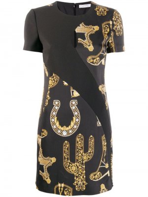 Короткое платье с принтом Versace Collection. Цвет: черный