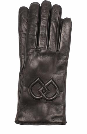 Кожаные перчатки с логотипом бренда Dsquared2. Цвет: черный