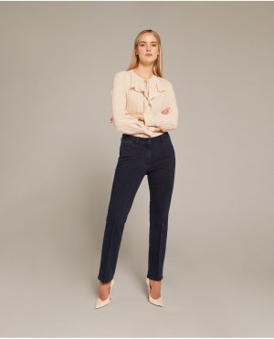 Женские эластичные прямые джинсы стандартного кроя с пятью карманами , синий Elena Mirò