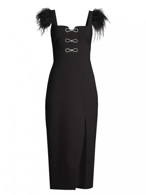 Платье миди Rizzo с бантом и перьями Likely, черный LIKELY
