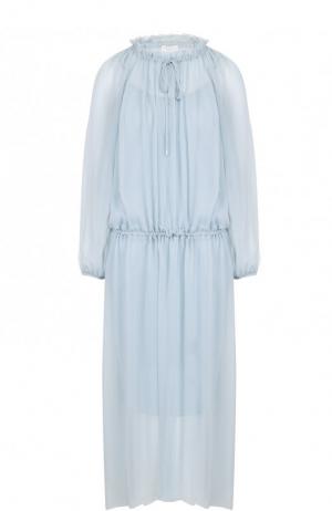 Приталенное платье-миди с длинным рукавом Escada Sport. Цвет: голубой