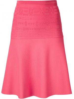 Расклешенная юбка с геометрическим узором Maison Ullens. Цвет: розовый и фиолетовый