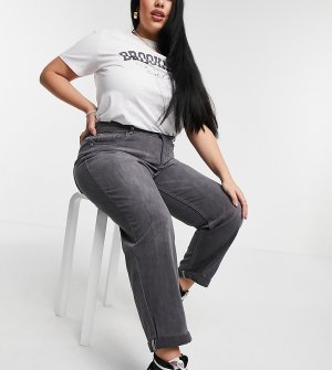 Серые выбеленные джинсы в стиле бойфренда -Серый Simply Be