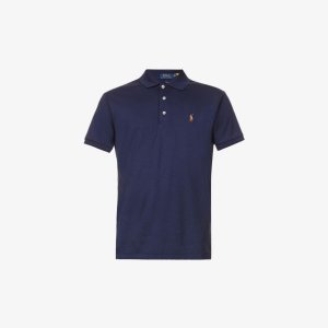 Рубашка-поло приталенного кроя из хлопкового джерси с короткими рукавами и вышитым логотипом , цвет french navy Polo Ralph Lauren
