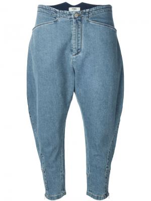 Укороченные джинсовые гаремные брюки Fendi. Цвет: синий