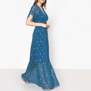 Платье длинное с принтом MELA BA&SH. Цвет: синий