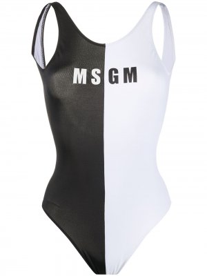 Монохромный купальник с логотипом MSGM. Цвет: белый