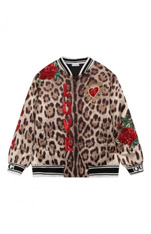 Пуховый бомбер Dolce & Gabbana. Цвет: леопардовый