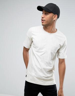 Oversize-футболка из искусственной замши с большим карманом Black Kavi Kaviar. Цвет: бежевый