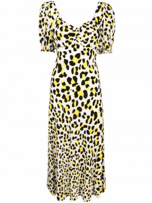 Платье миди с леопардовым принтом DVF Diane von Furstenberg. Цвет: белый