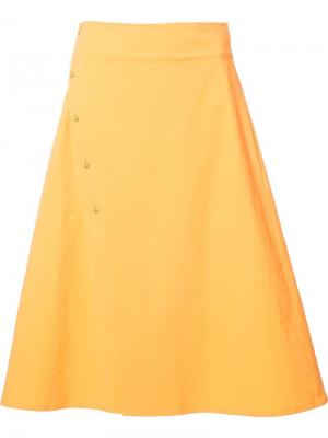Юбка А-силуэта средней длины Tomas Maier. Цвет: жёлтый и оранжевый