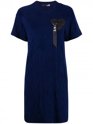 Приталенное платье с короткими рукавами Love Moschino. Цвет: синий