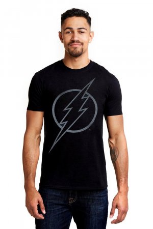 Хлопковая рубашка с логотипом Flash Line , черный DC Comics