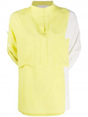 Двухцветная блузка без воротника 8pm. Цвет: желтый