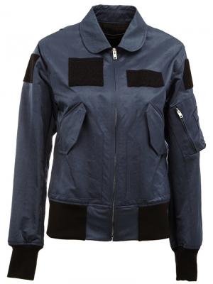 Куртка бомбер с нашивками Yang Li. Цвет: синий